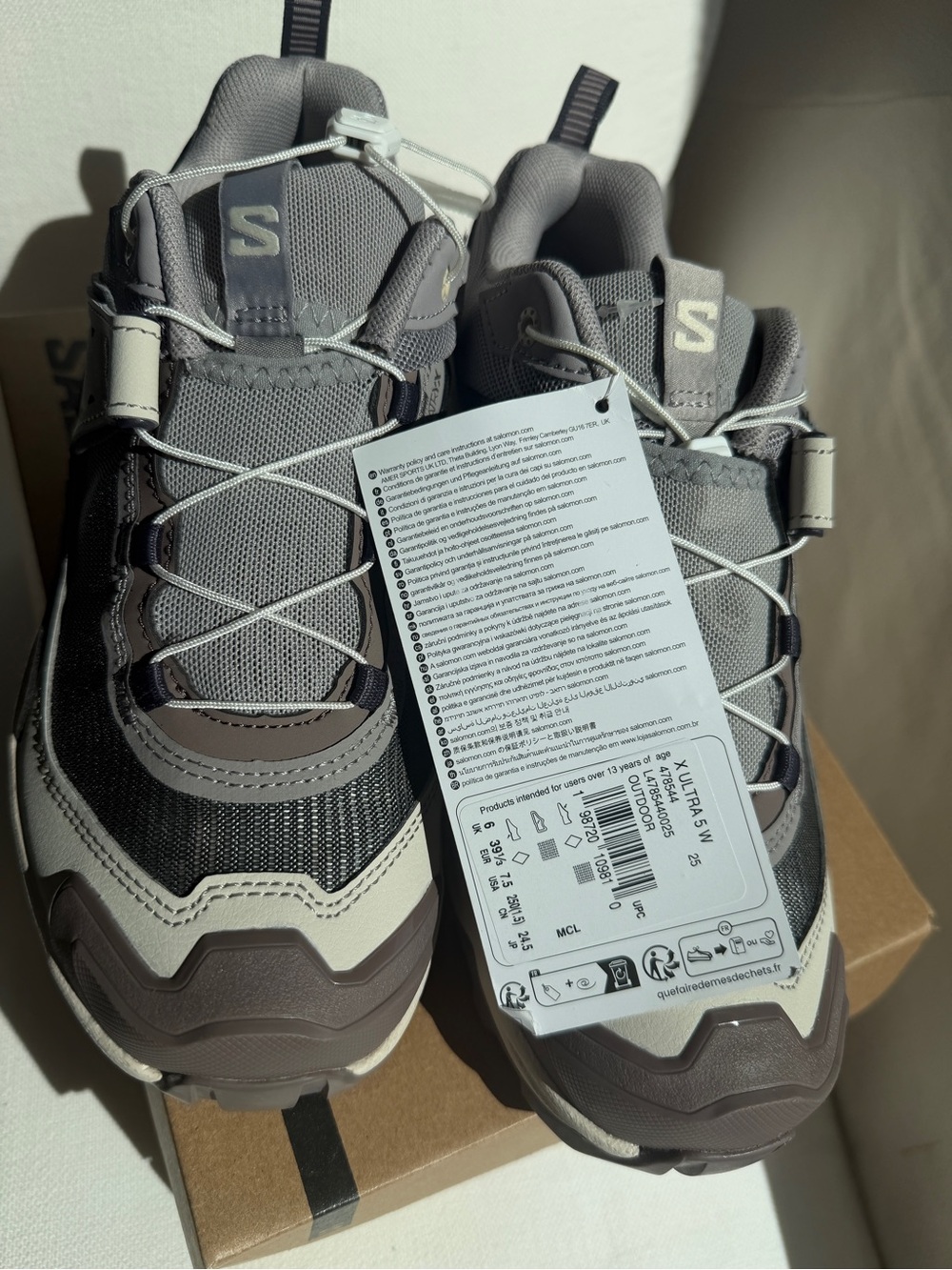 Salomon X Ultra 5 W Hiking Shoes Women’s 7.5 Gray Taupe Quicklace NEW - Picture 4 of 8